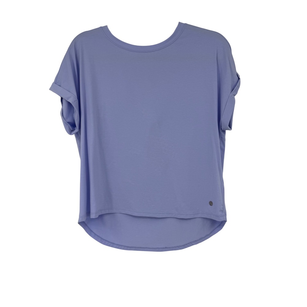 Apana Yoga Top Women Medium Purple Short Sleeve High Low Hem Workout Gym Leisure